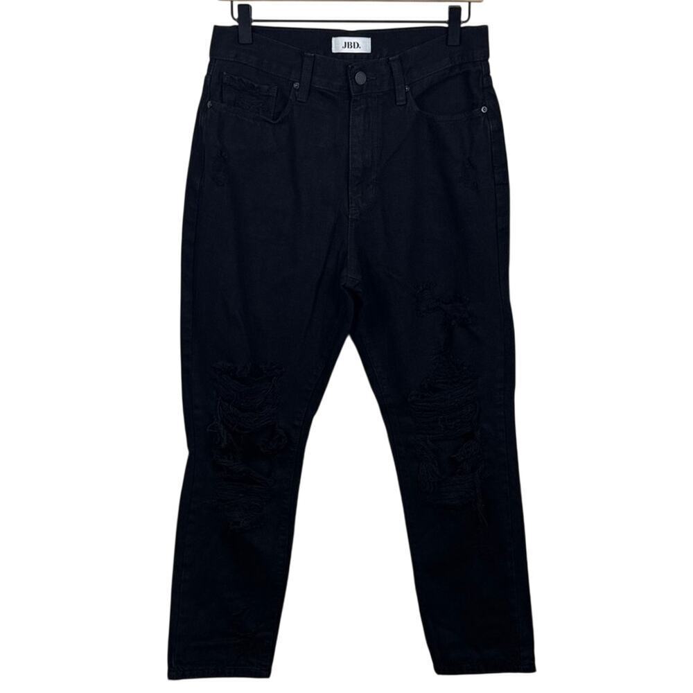 JBD Just Black Denim High Rise Skinny Jeans 28 Distressed Black Stretch Ankle